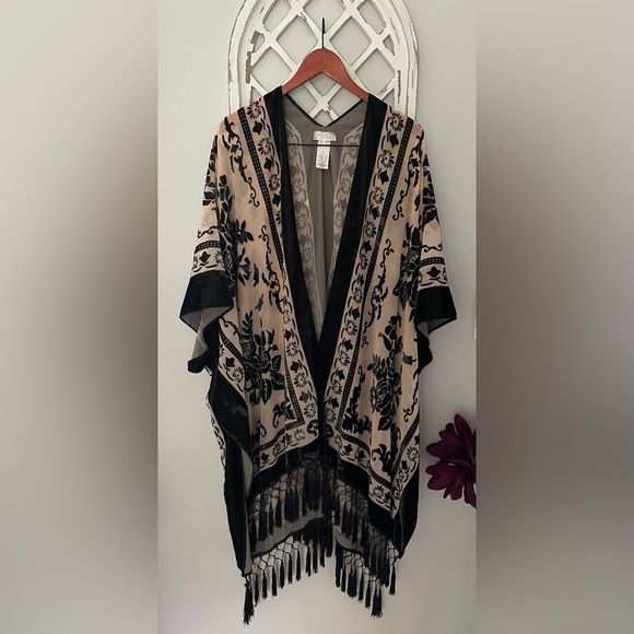 Free People Nightbird Burnout Kimono In Black Combo OS - Picture 5 of 12